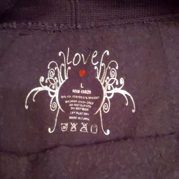 LOVE Activewear Workout Wear Fleece Lined Black Leggings Size L - Picture 3 of 4